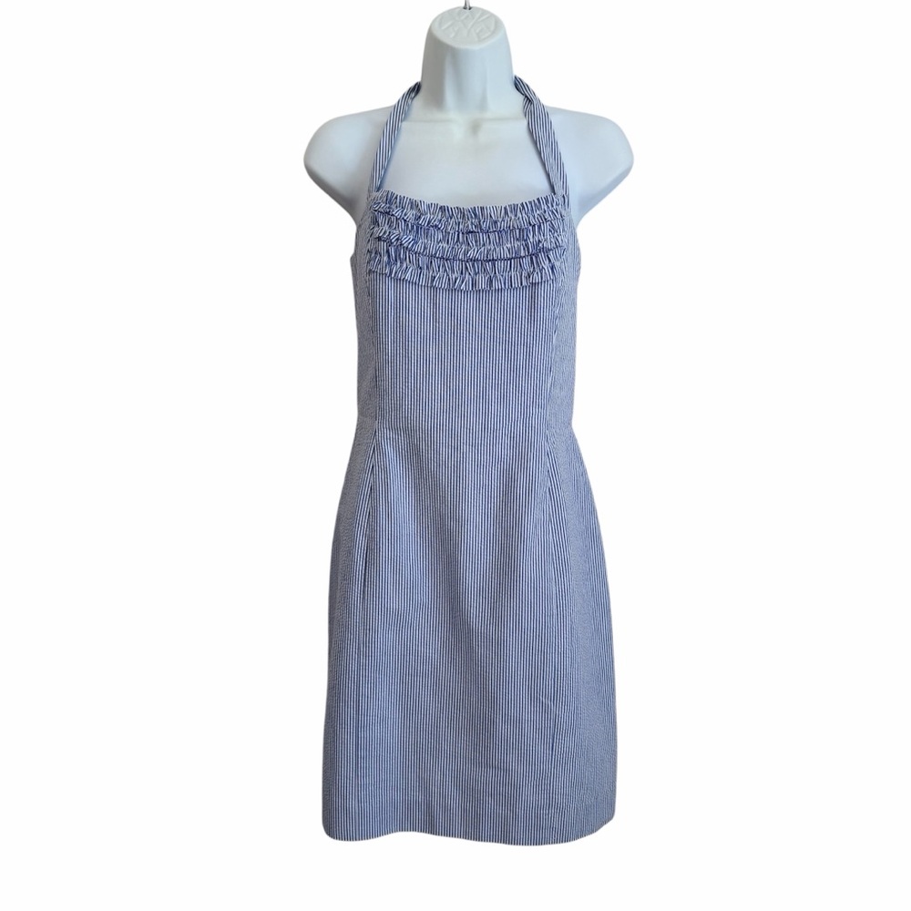 Lilly Pulitzer Blue White Dress NWT Maureen Seersucker Halter Size 10
